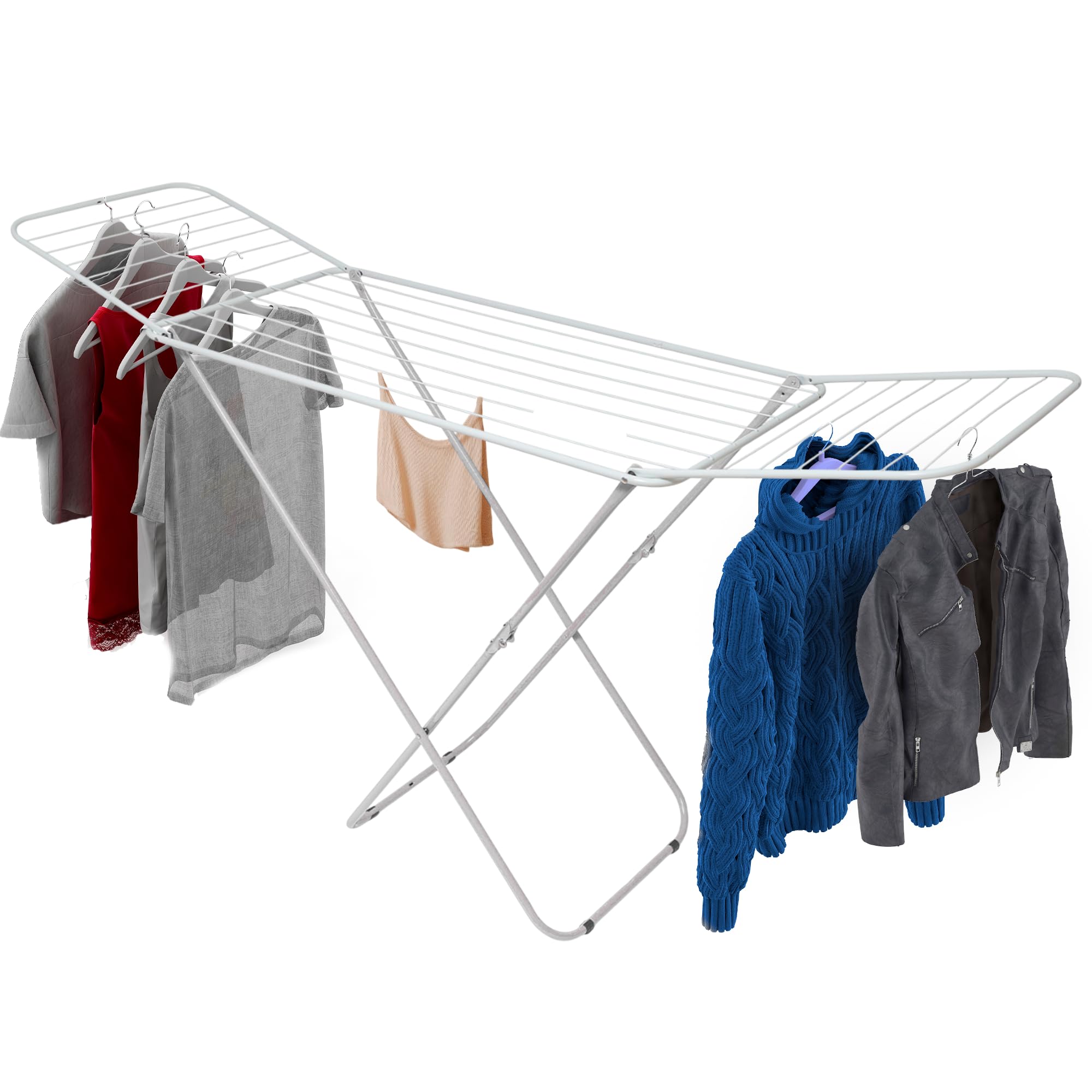 Tendedero Plegable Extensible 18m - Tenderetes de Ropa Plegables de Secado Rápido - Sisi Tendedero Plegable Hogar - Tendedero Secador de Ropa con Alas - Tenderete Extensible (Blanco)