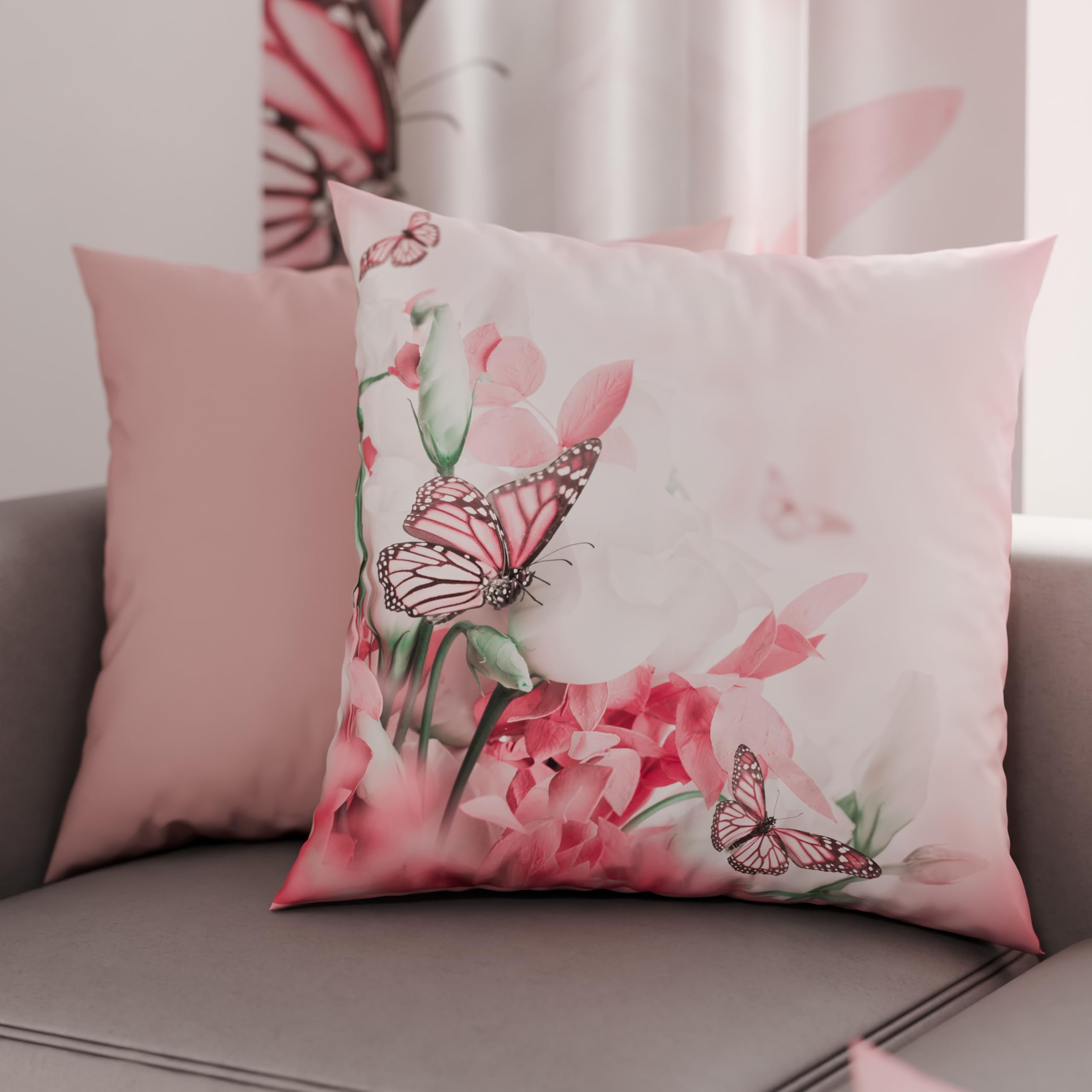 PETTI Artigiani Italiani Cusicni Pair of Pillowcases in Digital Print Winter, Canvas, Butterfly Roses, 30 x 30 cm, confezione da 2
