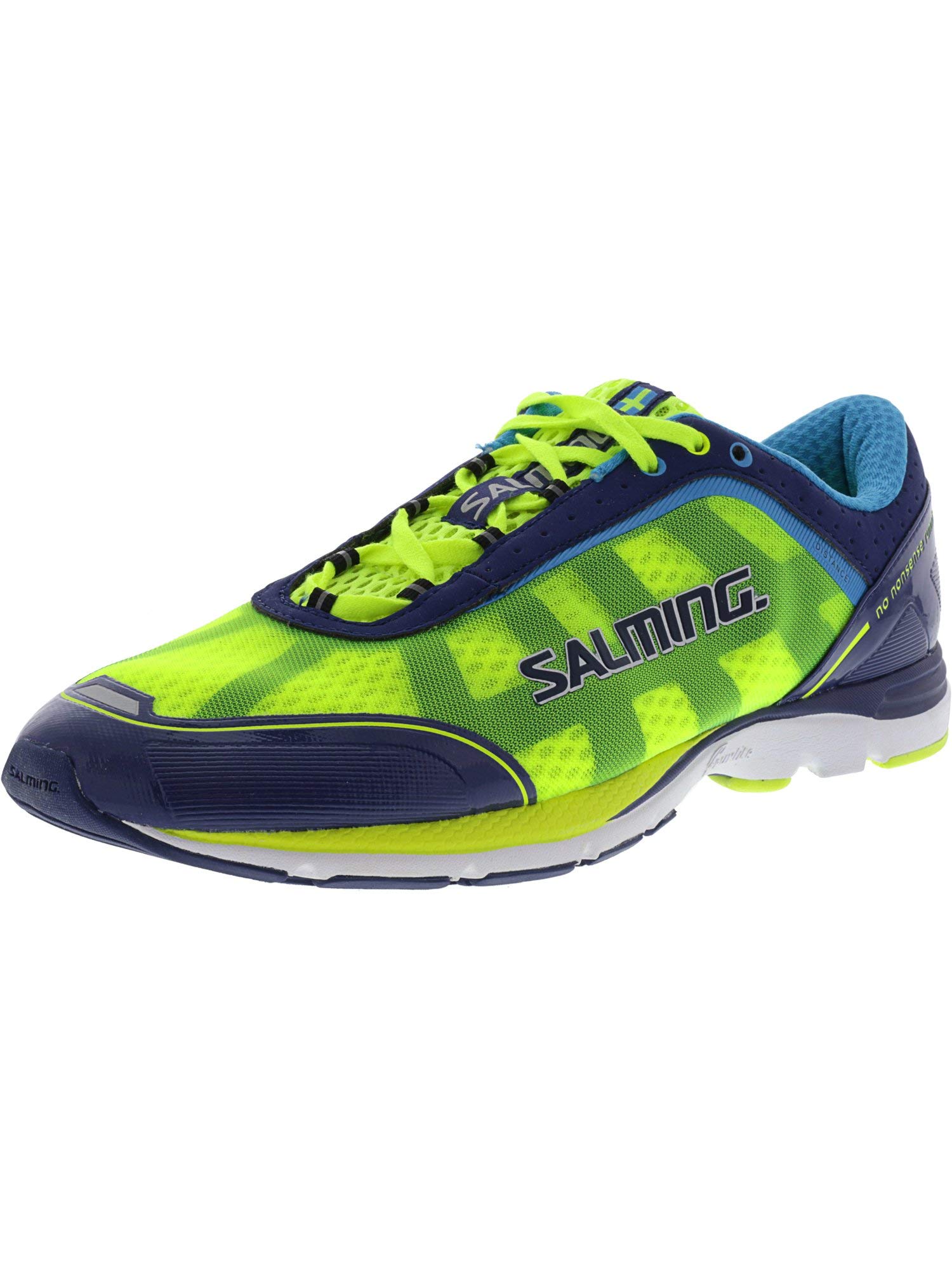 Salming Men's Distance 3 Navy/Safety Yellow Ankle-High Mesh Running Shoe - 12.5M
