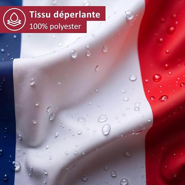 Aricona Drapeau France 90x150cm – français - résistant aux intempéries, avec œillets en laiton, 100% polyester, coutures doubles robustes et couleurs éclatantes – pour extérieur - 3