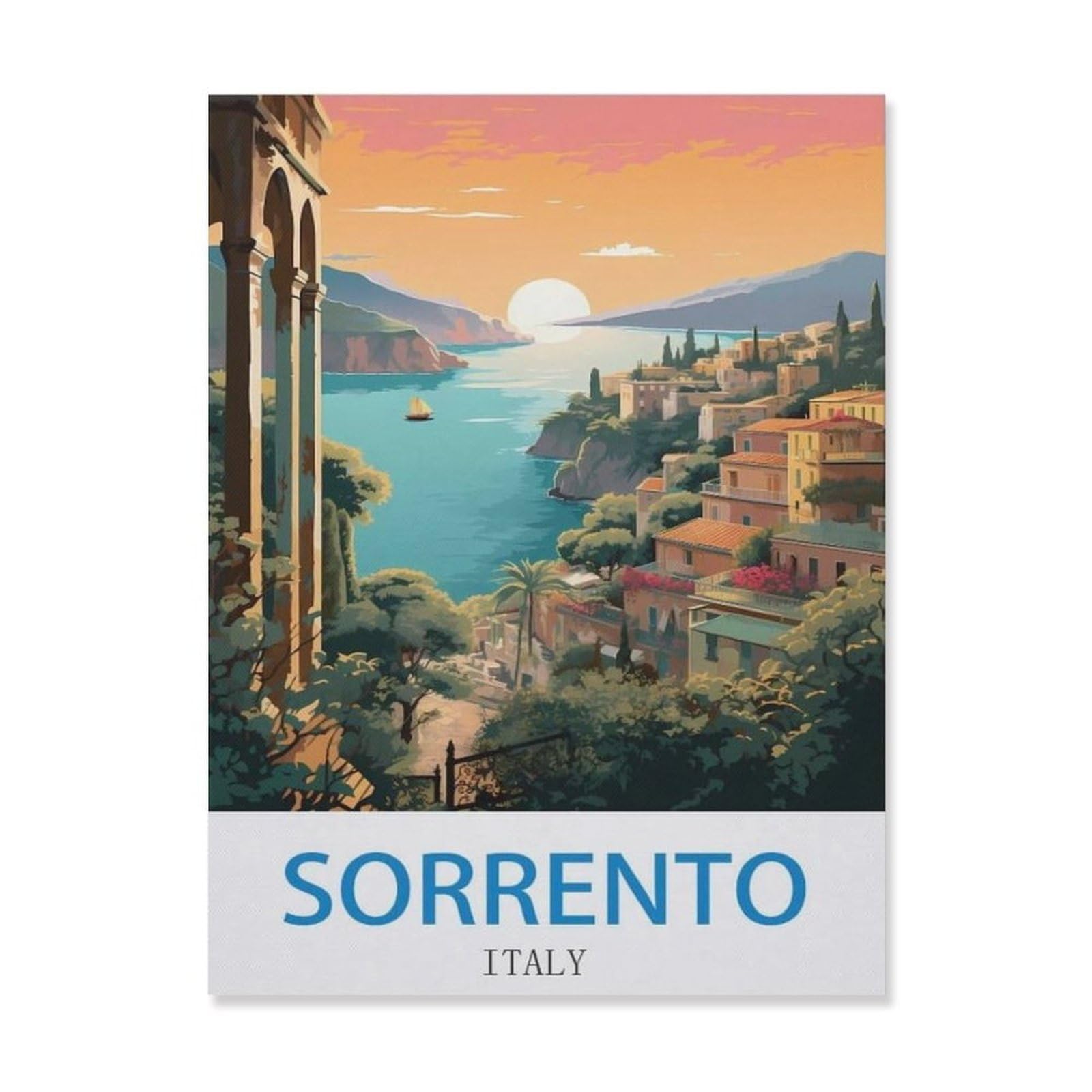 Vintage Wall Decor Metal Poster Plaque，Sorrento Italy，Sign Farmhousenostalgic Tin Sign For Home Cofe Kitchen Pub Bar Wall Decor(20x30cm）8x12 inch-EG86