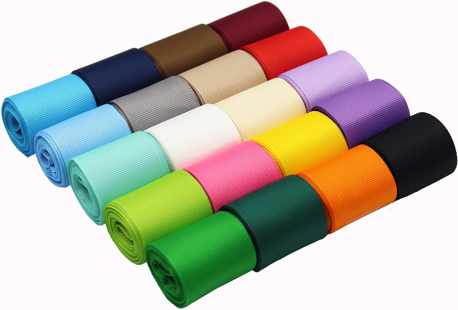 1-1/2 Inches Grosgrain Ribbons Fabric Ribbons, 20 Colors*2 Yards Each Total 40 Yards, Boutique Ribbons for Gifts Wrapping, DIY Bow Hair Accessories