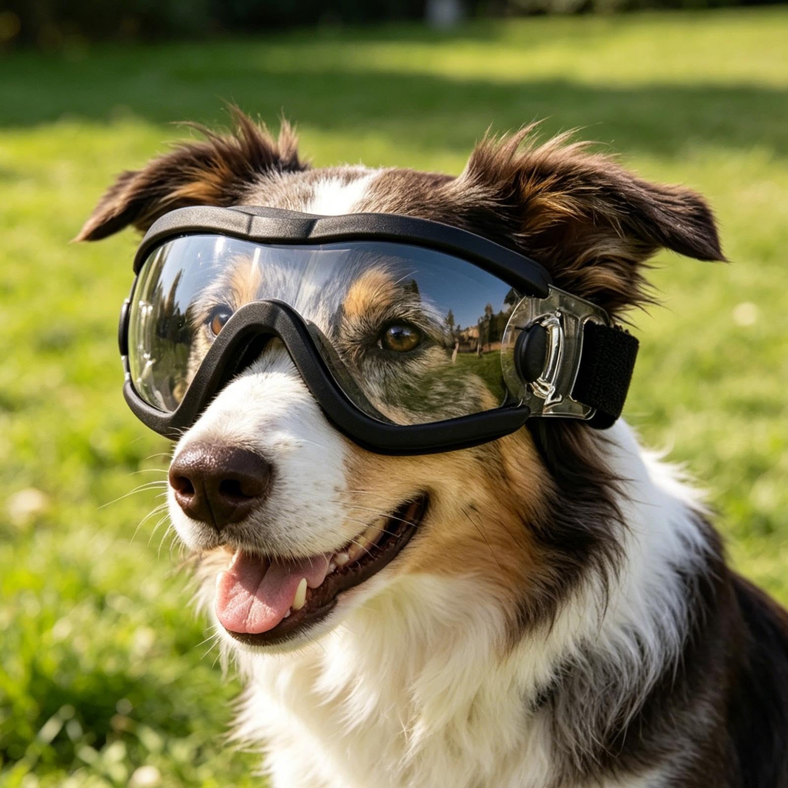 Okulary dla psa, wiatroszczelne ochronne okulary dla zwierząt - Okulary przeciwsłoneczne dla dużych ras psów - do jazdy konnej, jazdy samochodem, lata, wędrówek, plaży, średniej lub dużej wielkości