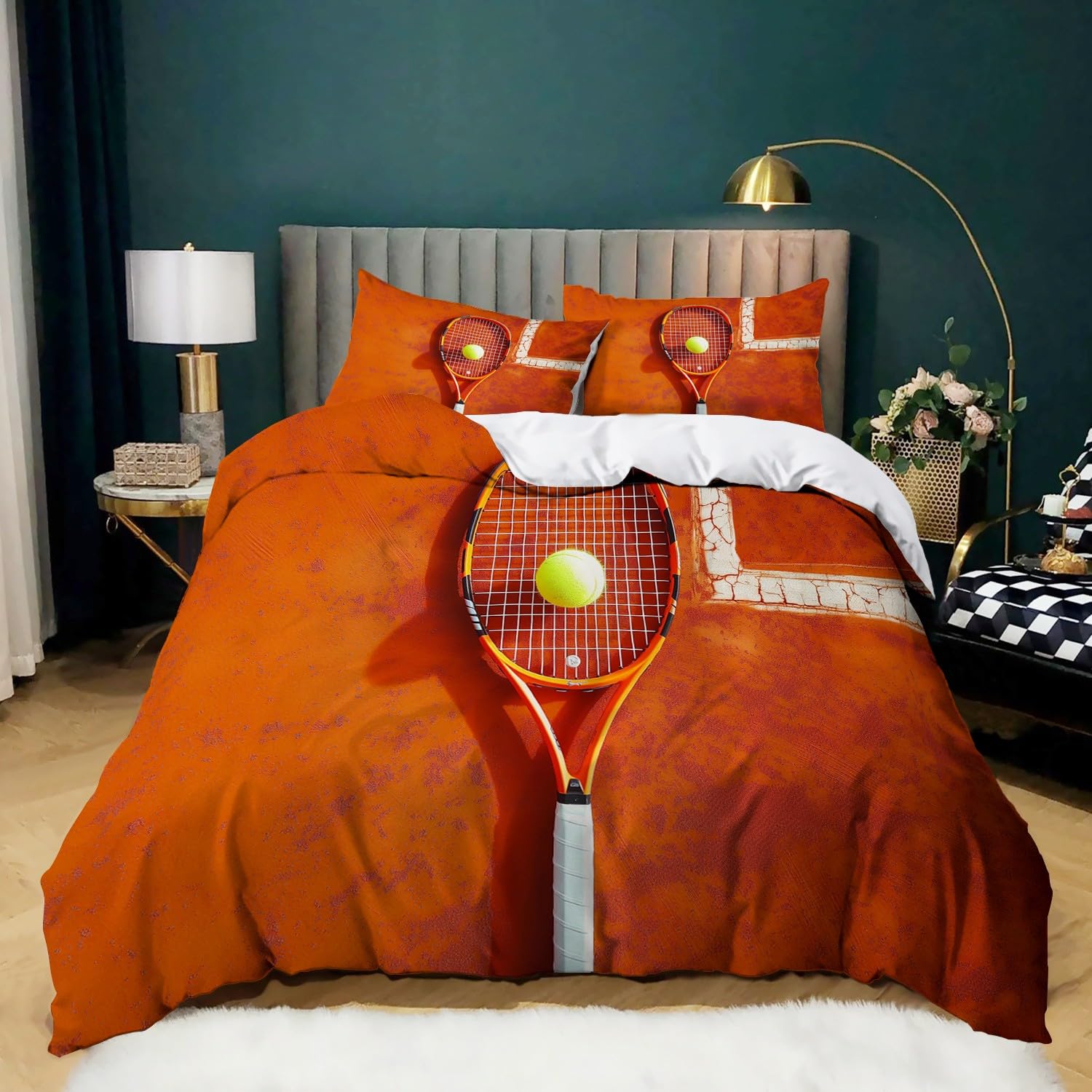 Housse de couette tennis pour chambre d'adulte moderne et dynamique