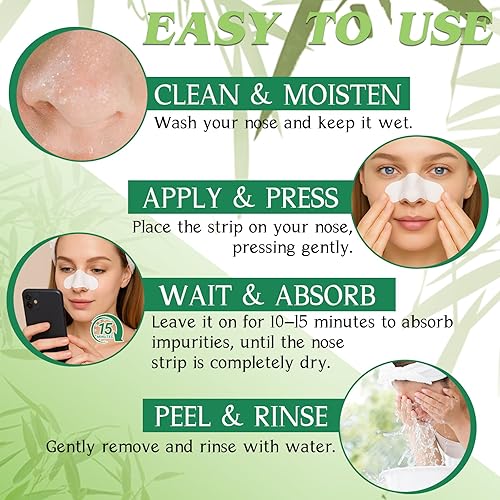 Miniatura 5 de Tiras de nariz para eliminar puntos negros, tiras de carbón de limpieza profunda, absorbe poderosamente puntos negros, puntos blancos y tiras