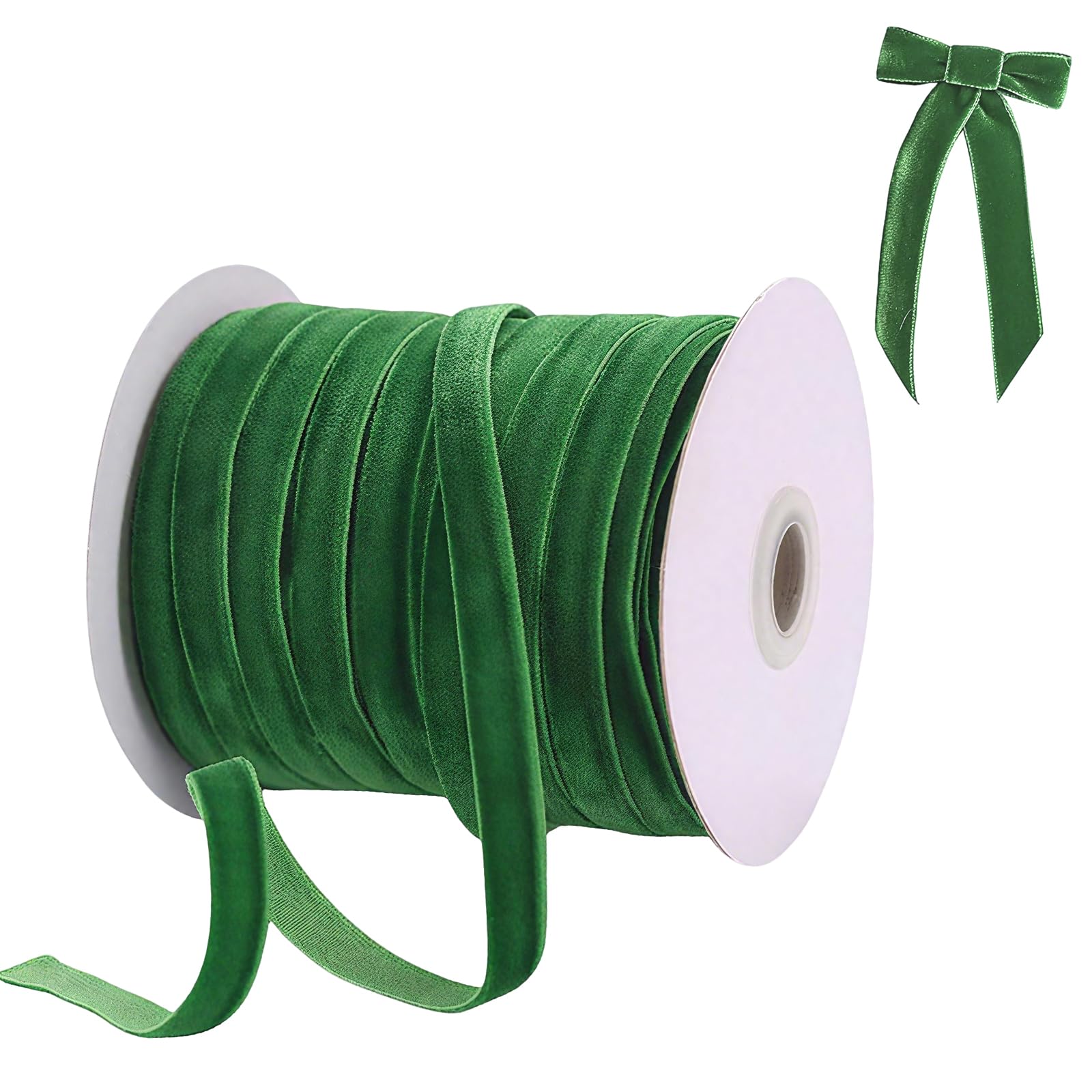 50 Yard 10mm Velvet Ribbon, Red Burgundy Velvet Ribbon, Soft Luxurious Burgundy Velvets Ribbonss, Ribbons Roll for Gift Wrapping Christmas Crafts Wedding Festival Party (Light Green)