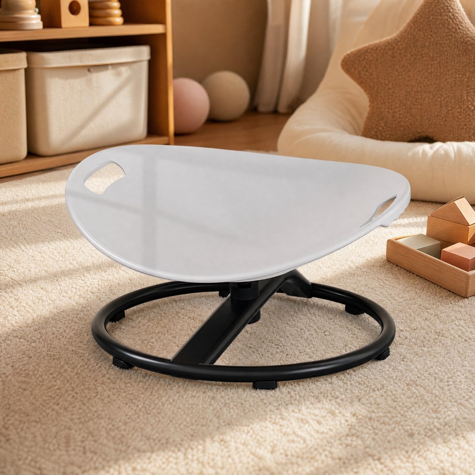 Chaise Développement Vestibulaire Circulaire Siège Trnant Poignées Intégrées Stable Siège Rotatif Base Antidérapante pr Enfants