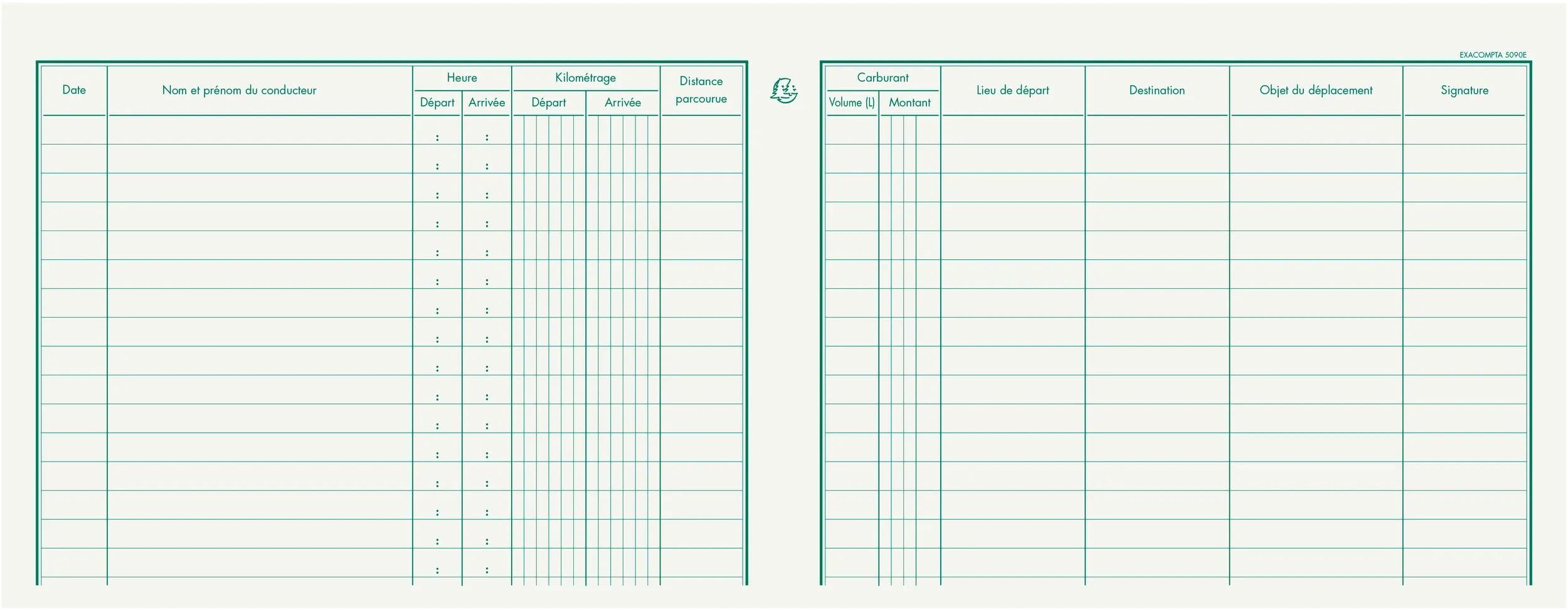 Exacompta - Réf. 5090E - Paquet de 5 carnets de bord pour le suivi des déplacements - 64 pages - permet de consigner l'identité du conducteur, la date, l'heure de départ et d'arrivée - 148 x 190 mm -