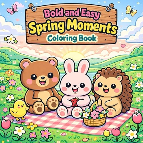 Bold And Easy Spring Moments Coloring Book: Relaxing Springtime Scenes