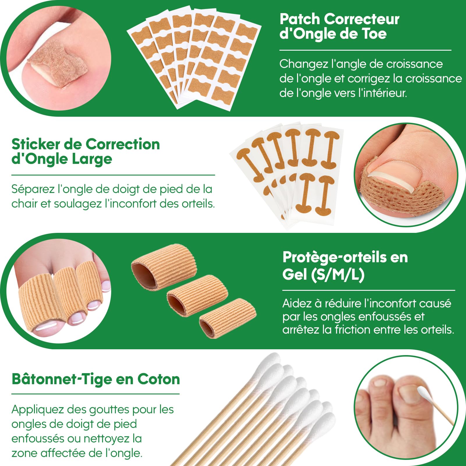 XIFEPFR Kit d'Outils pour Ongle Incarné, Traitement pour Ongle Incarné, Kit de Retrait d'Ongles Incarnés, Correcteur d'Ongle Incarné, Patch Correcteur, Coupe Ongle, Pince Cuticule et Outil de Pédicure