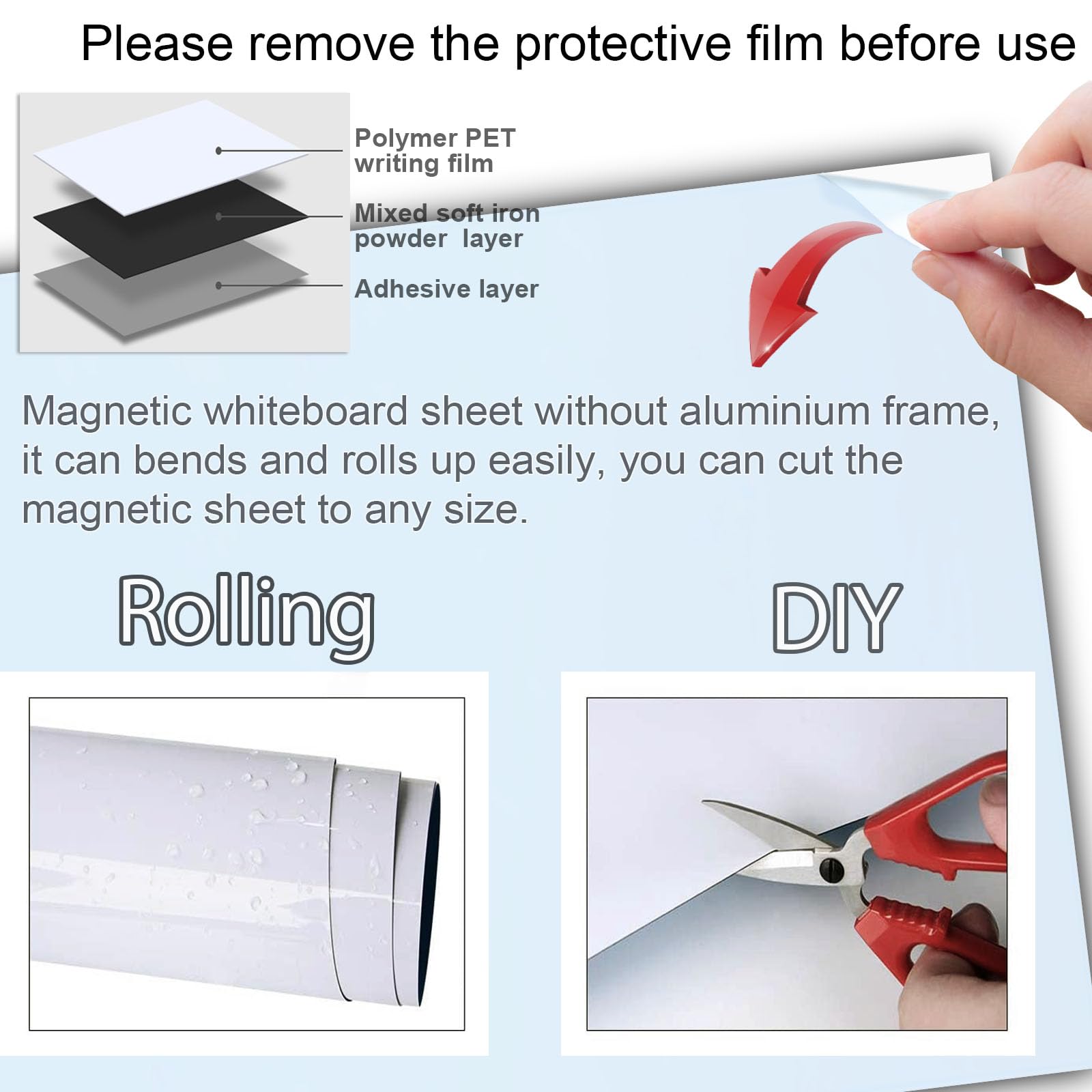 Vinilo Magnetico Pared Niños Pizarra Blanca Magnética De Borrado En Seco  Para Frigorífico Pizarra Blanca Niños, image size:1600x1600