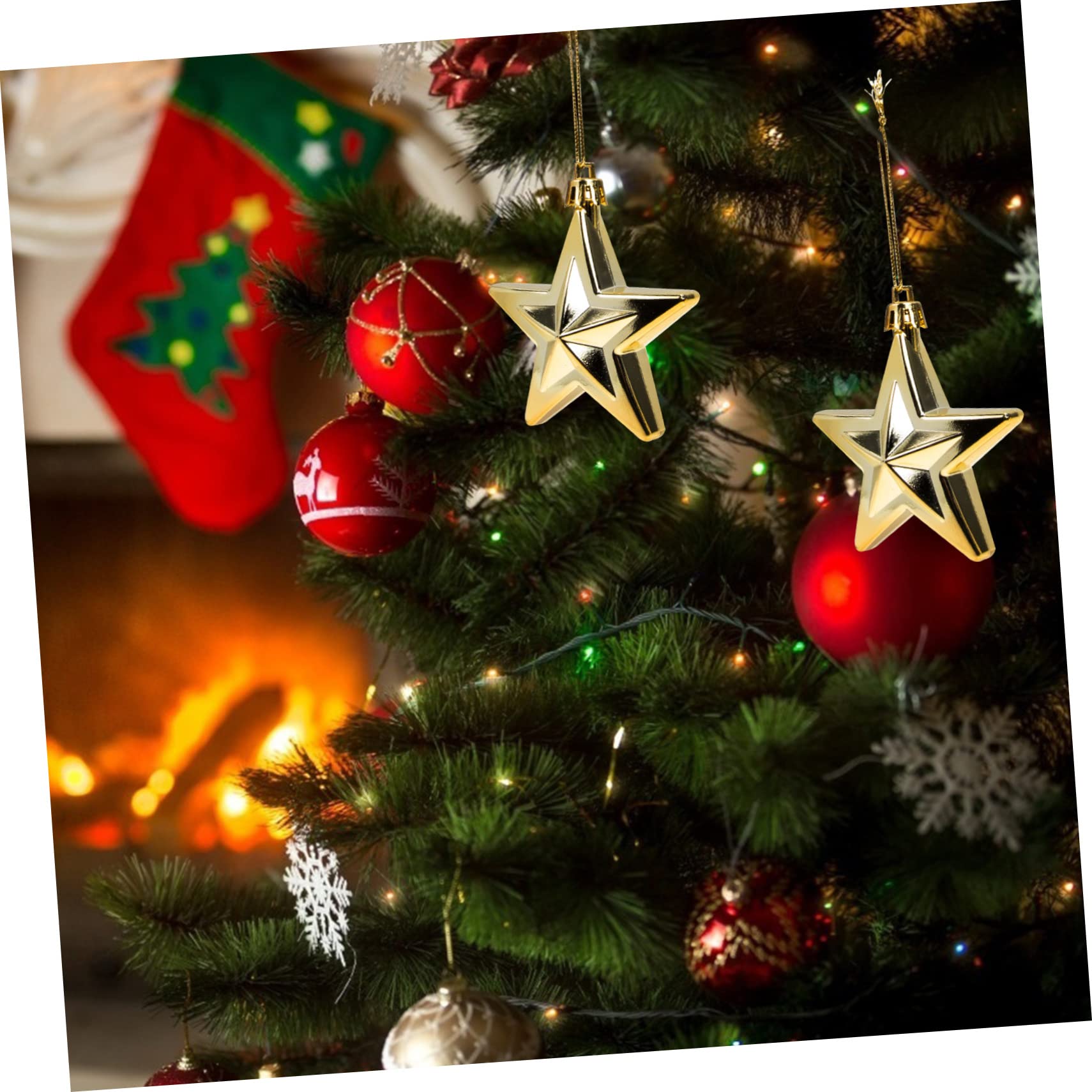 PRETYZOOM 60 STK Weihnachtsbaum-anhänger Christbaumschmuck Weihnachtskugel Ornamente Christbaumkugeln Hängender Weihnachtsstern Anhänger Für Weihnachten Mini-baumschmuck Hausbedarf Plastik