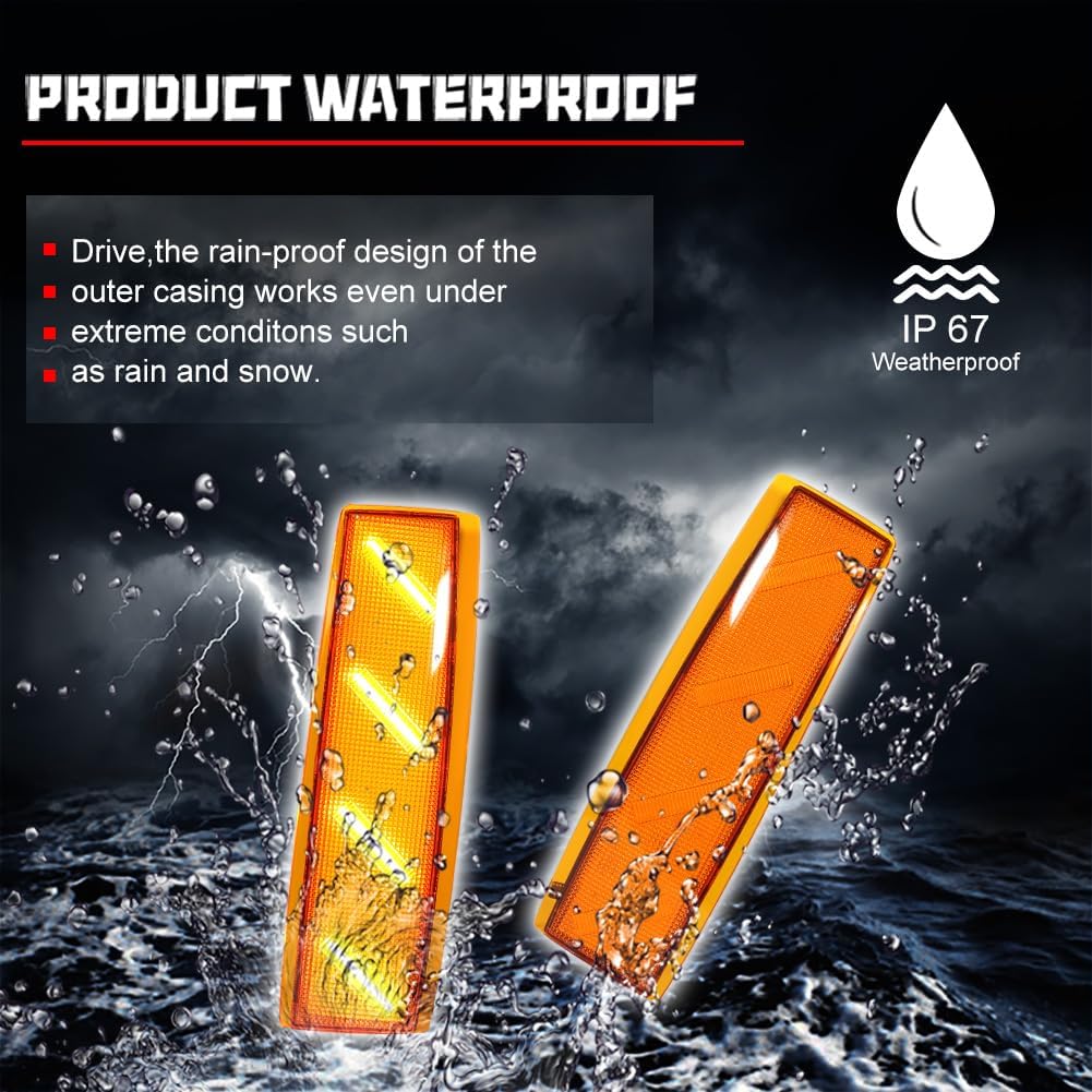 Amber Lens Amber LED Front Side Marker Corner Lights For 1988 1989 1990 1991 1992 1993 GMC Suburban Sierra C1500 C2500 C3500 K1500 K2500 K3500 & 1992 1993 GMC Yukon