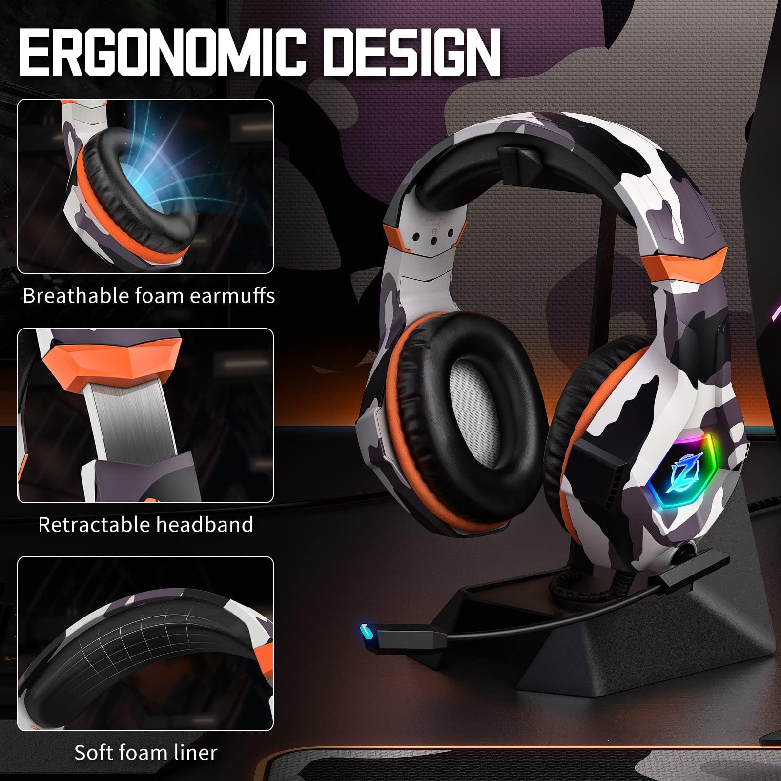 Auriculares para Videojuegos para PS4 PS5 PC, Sonido Envolvente 3D con micrófono con cancelación de Ruido, Auriculares para Xbox One Switch Mac Laptop