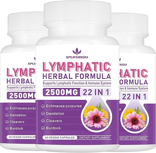 Suplementos de drenaje linfático, suplemento de apoyo del sistema linfático a base de hierbas con equinácea, diente de león, raíz de bardana,