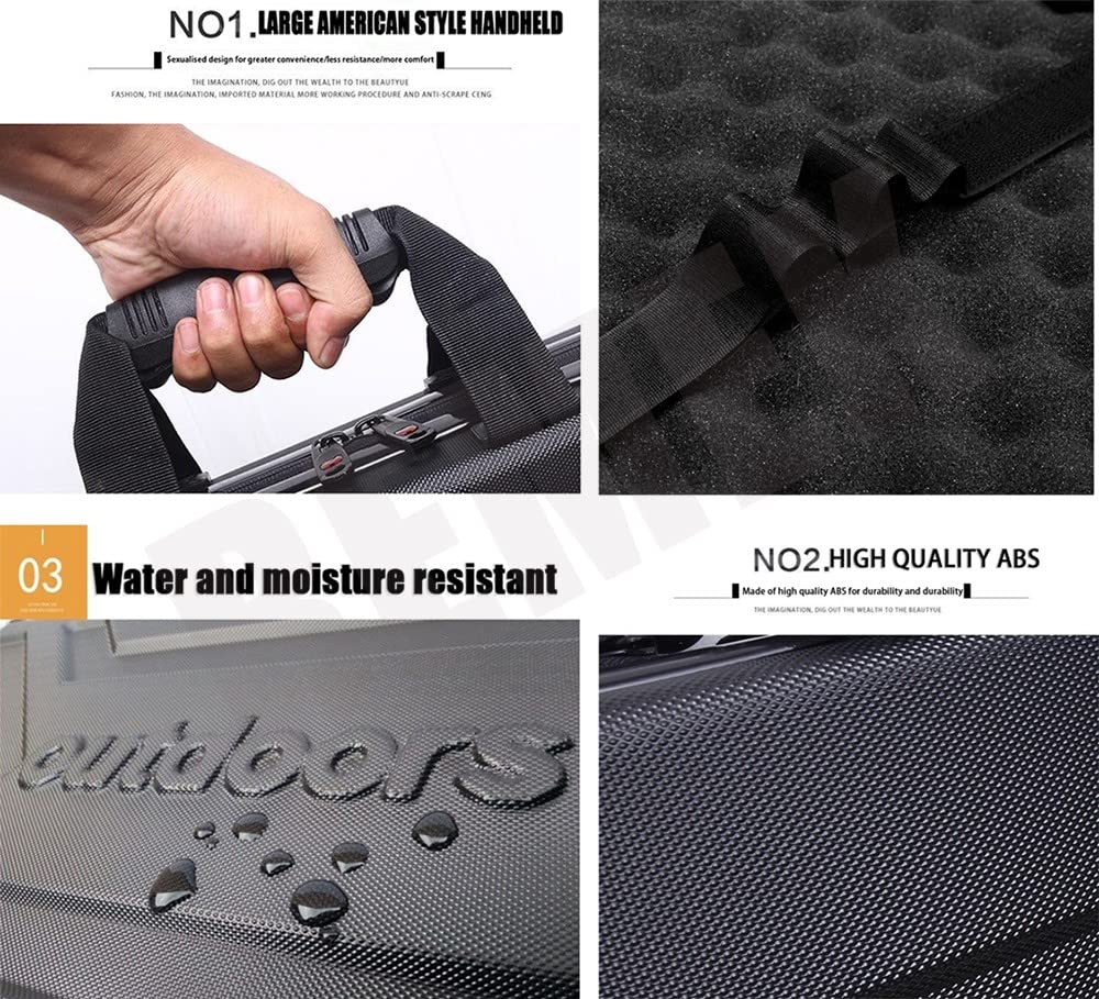 REMEK Rifles Fundas Rígidas Tácticas Al Aire Libre, 80/90/100/120Cm Caza con Pistola Estuche Rifle Duro con Colchados Gomaespuma Maletín Funda Rígida para Rifle Mochila Almacenamiento