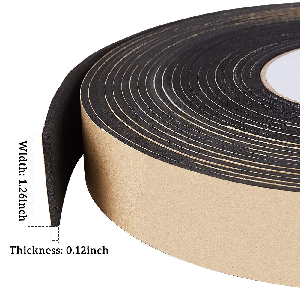 BENECREAT 10m Bande de mousse auto-adhésive 30x3mm Ruban d'étanchéité anti-intempéries noir