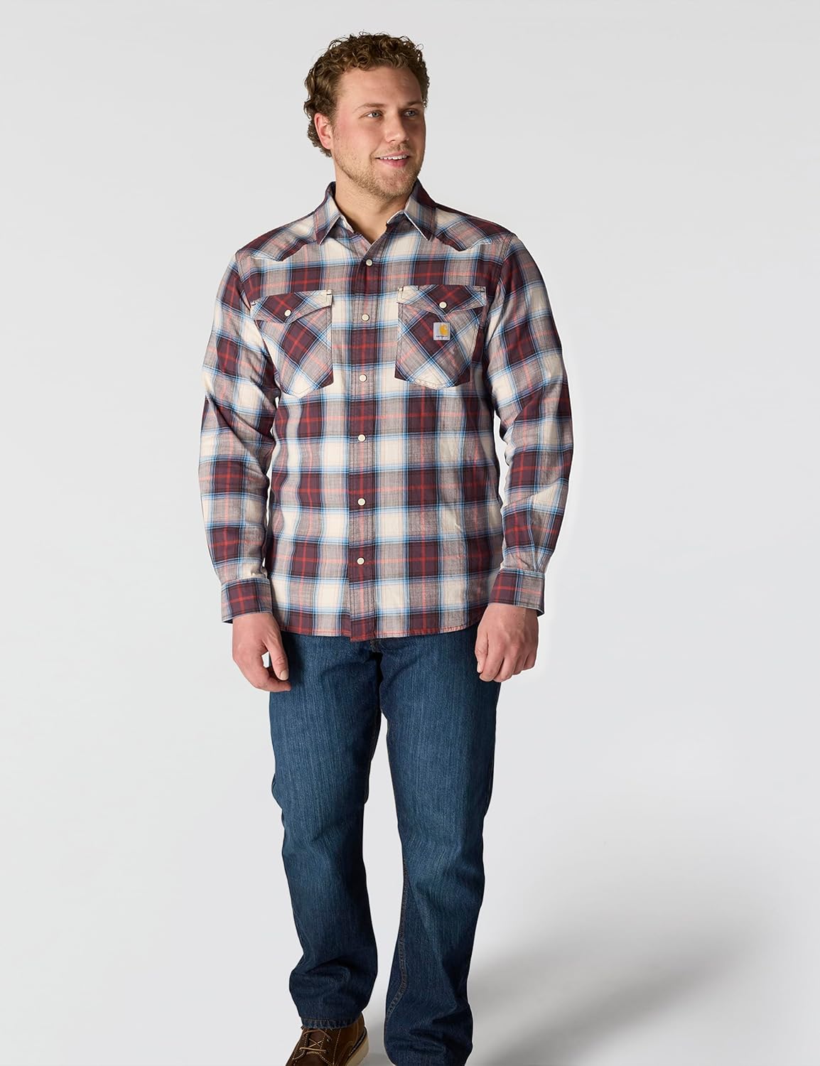 Carhartt Men's Montana Rugged Flex Relaxed Fit Lightweight Long-Sleeve Snap-Front Plaid Shirt - Image 4