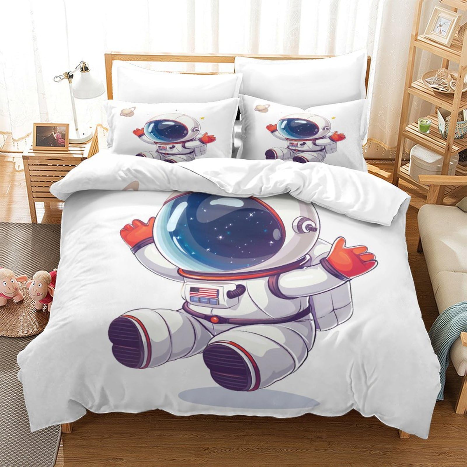 Housse de couette astronaute lit enfant 3 pièces douce