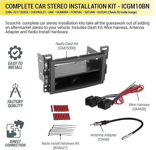 Miniatura 3 de Scosche ICGM10BN Kit Completo de Instalación de Estéreo Doble/Sencillo DIN para Vehículos General Motors Selectos No Amplificados 2006-17 - Sin