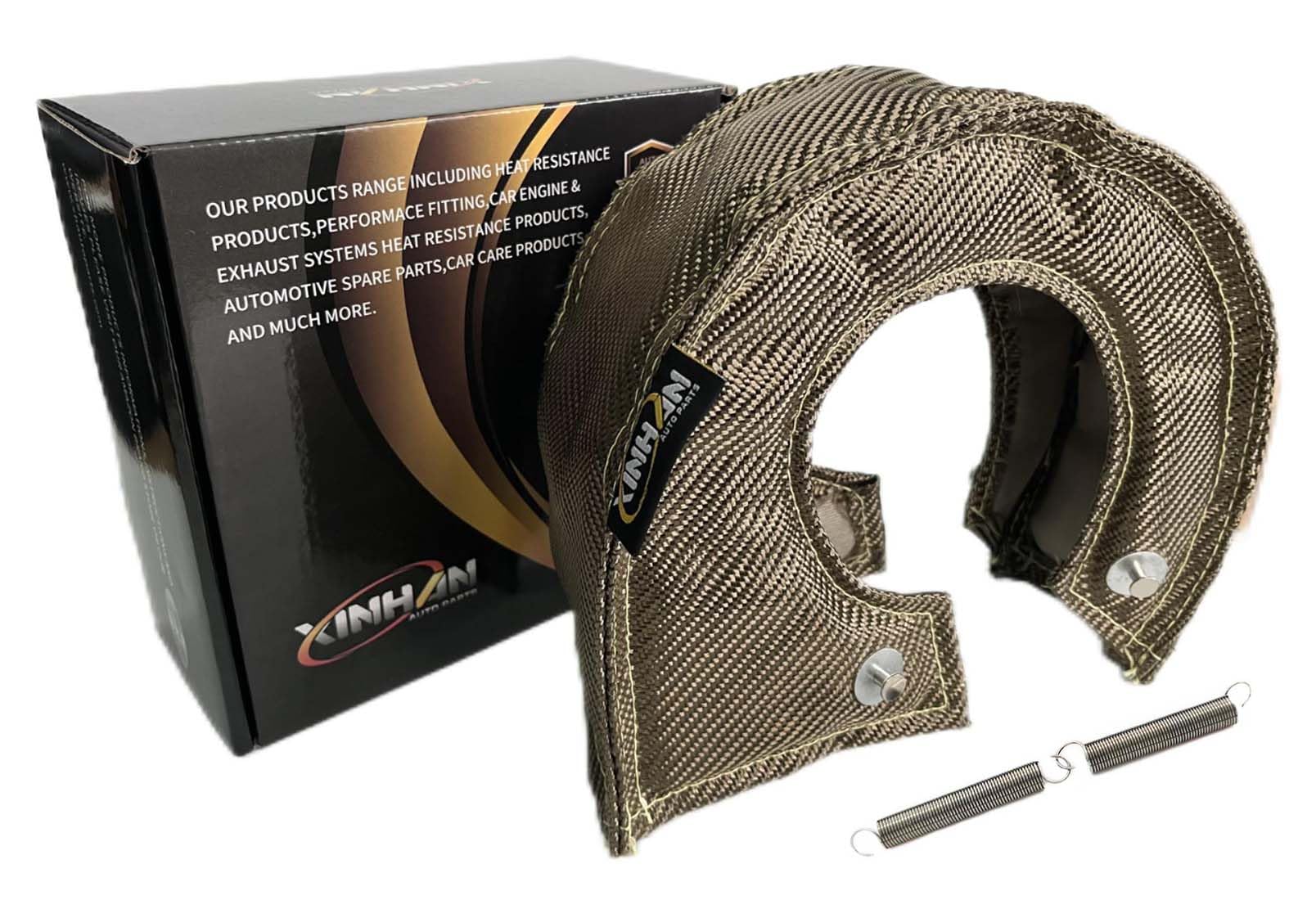 Xinhan Parts T25 T3 T4 T6 scudo termico Turbo in fibra di titanio interno in tessuto di silice e fodera interna in rete metallica in acciaio inossidabile con chiusura a 2 molle (T6)