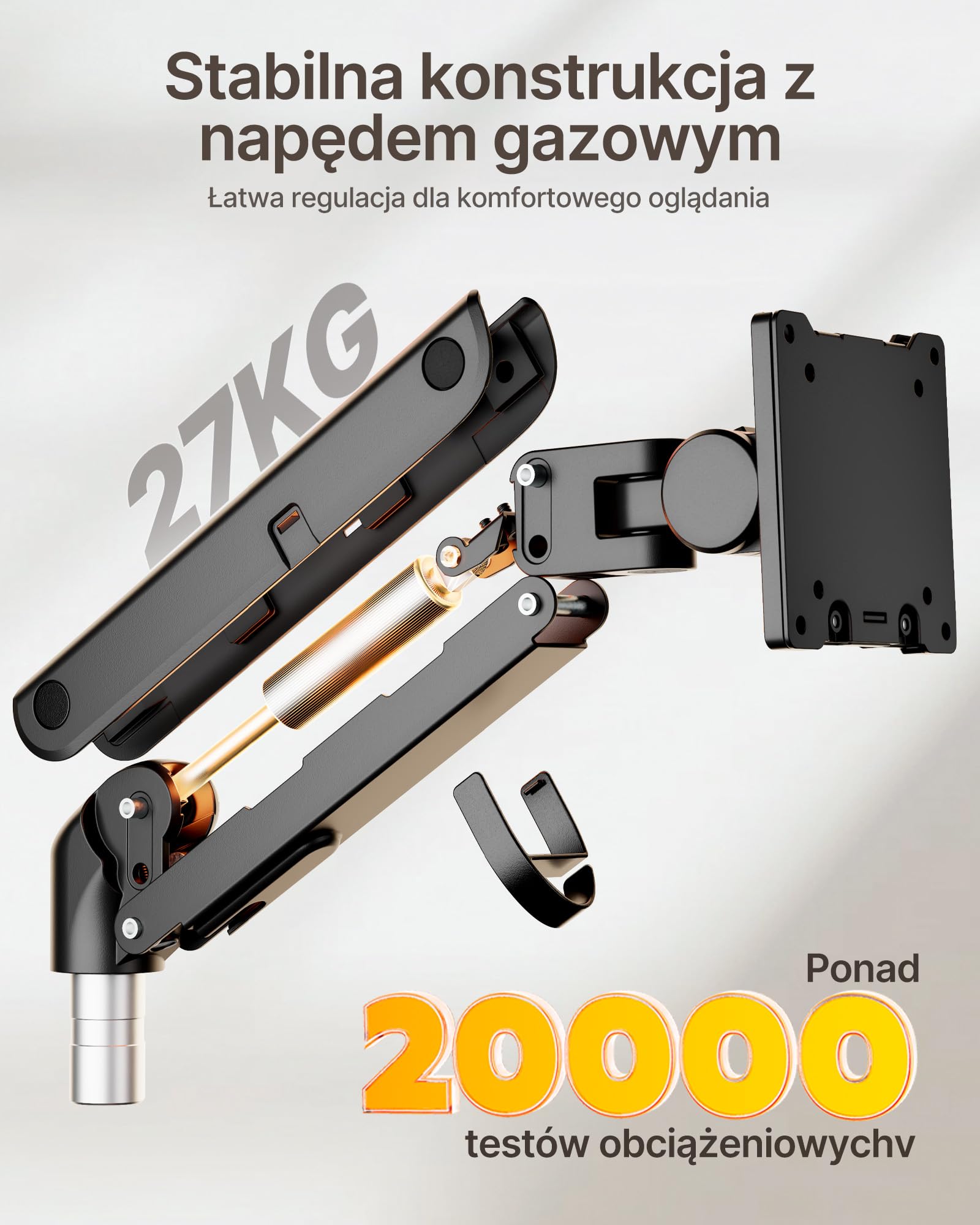 monTEK Podwójne Ramię do Monitora z USB 17-57", do 27 kg