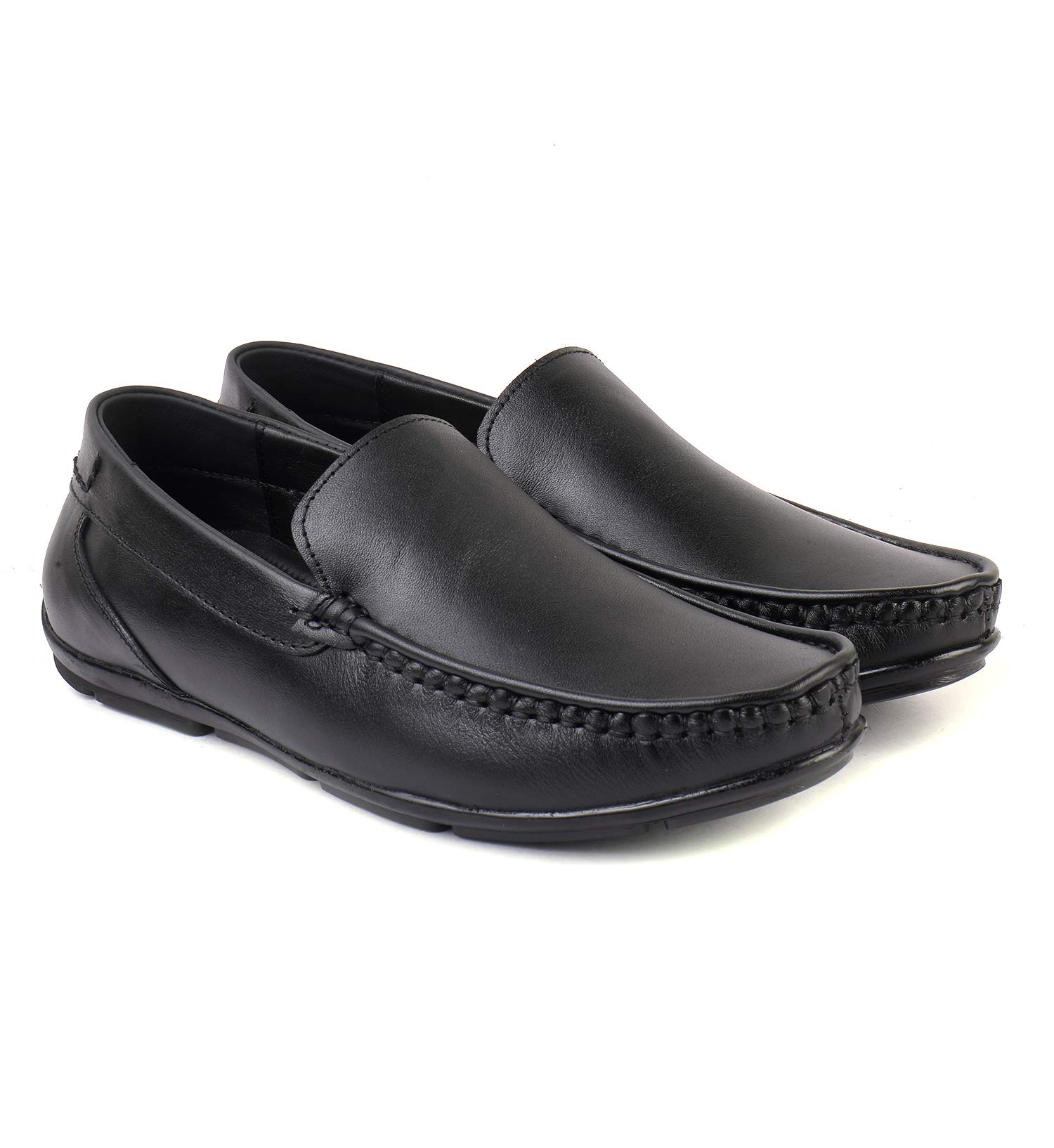 BRATVA Plain Black Genuine Leather Formal/Casual Loafers for Men (B0C7BX92T3) Amazon Price History, Amazon Price Tracker