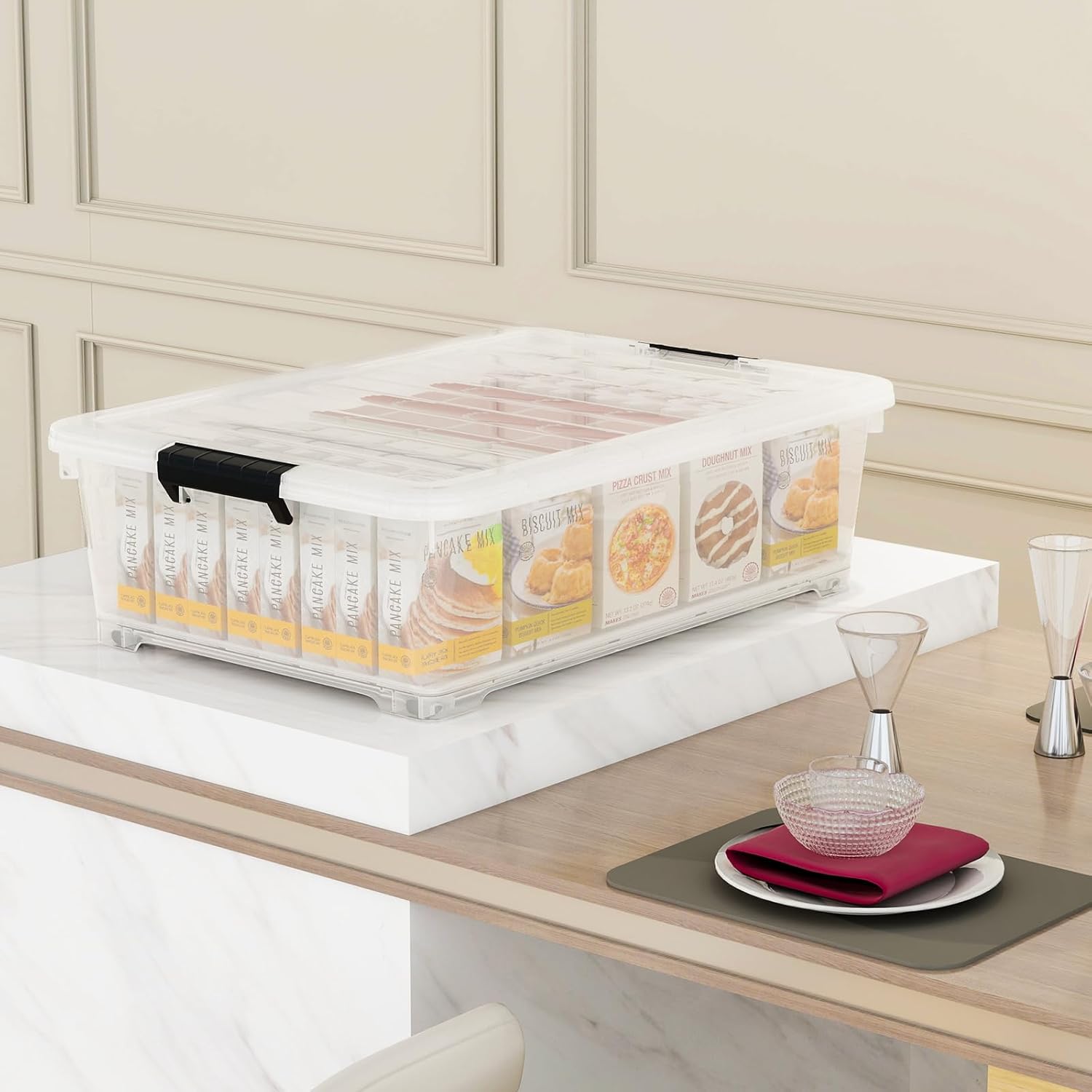 26 Quart Clear Underbed Storage Bin, Plastic Underbed Storage Box, Wheeled Underbed Storage Container with Lid, 4 Packs