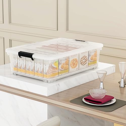 Miniatura 7 de Contenedor de almacenamiento transparente de 26 cuartos de galón, caja de almacenamiento de plástico debajo de la cama, contenedor de almacenamiento