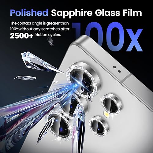 Miniatura 59 de Tensea Protector de lente de cámara compatible con Samsung Galaxy S25 Ultra, protector de pantalla de vidrio templado 9H, anillo individual