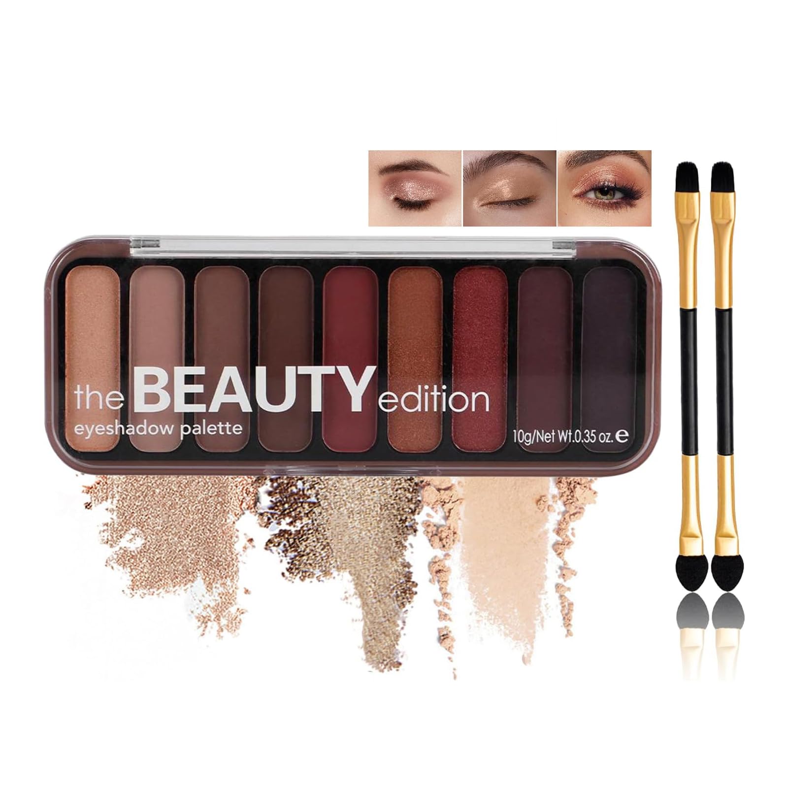 9-Color Warm Earthy Eyeshadow Palette with Matte and Shimmer Finishes