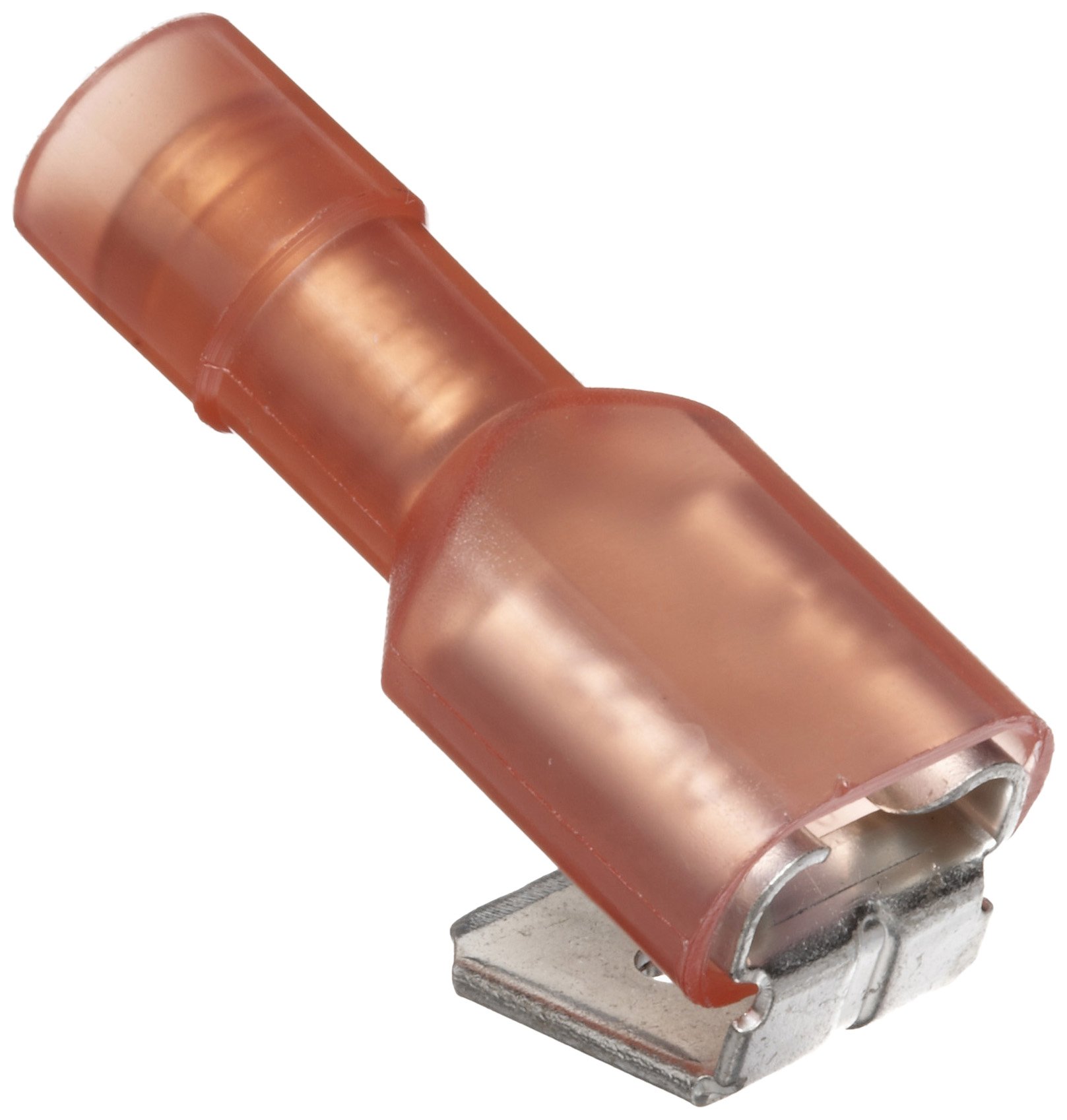 Morris Products 12032 Piggy Back Disconnect, Double Crimp, Nylon Fully Insulated, Red, 22-16 Wire Size, 0.032"X0.250" NEMA Tab (Pack of 100)