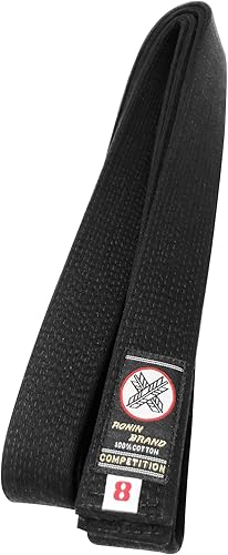 Miniatura 5 de Ronin Deluxe - Cinturón de algodón negro para karate, judo, tae kwon do, aikido, jujitsu artes marciales