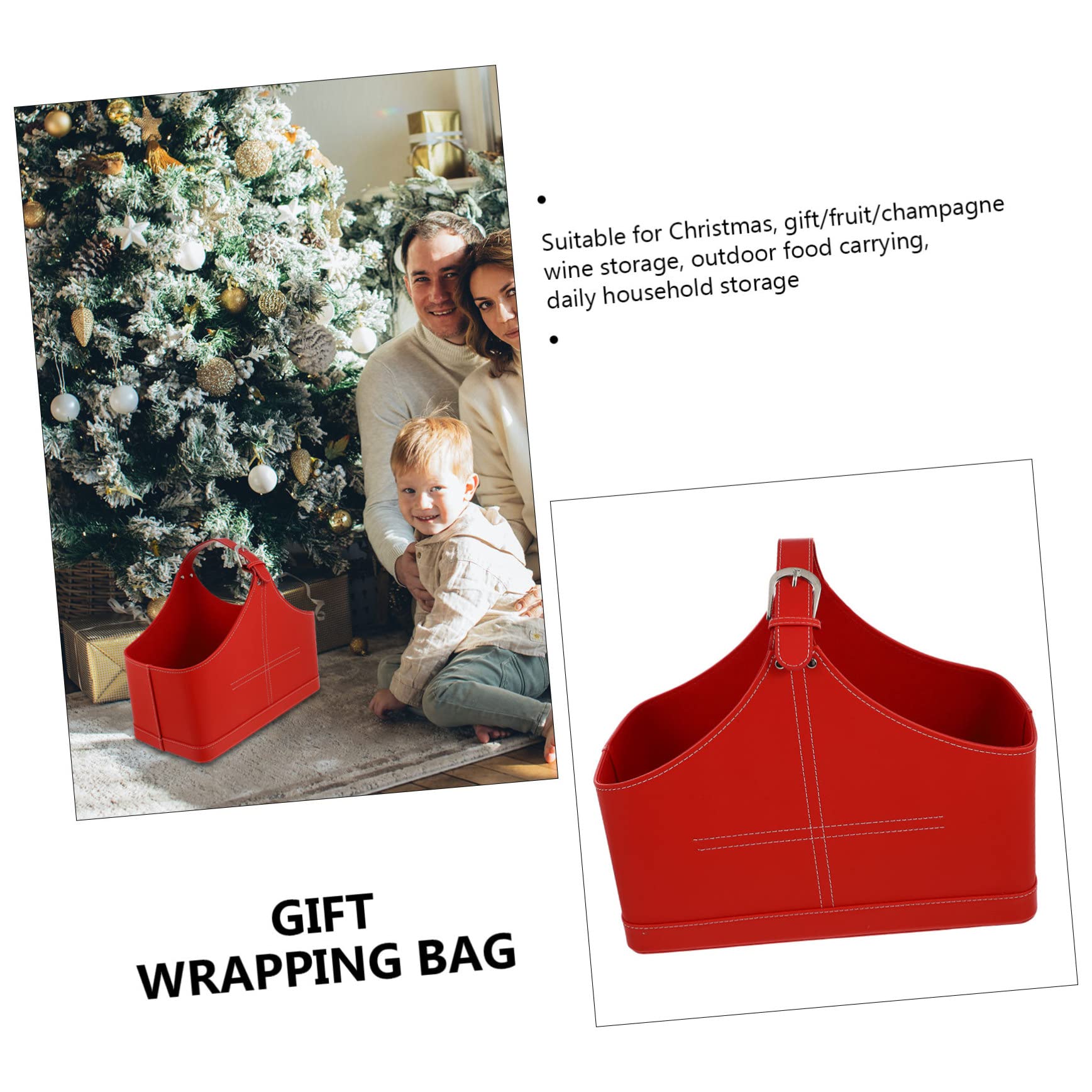 FRCOLOR 1pezzi Borsa Regalo Di Natale Riutilizzabile in Pelle Pu Cesto Regalo Per Incartare Regali Porta Regali Per Feste Confezione Creativa