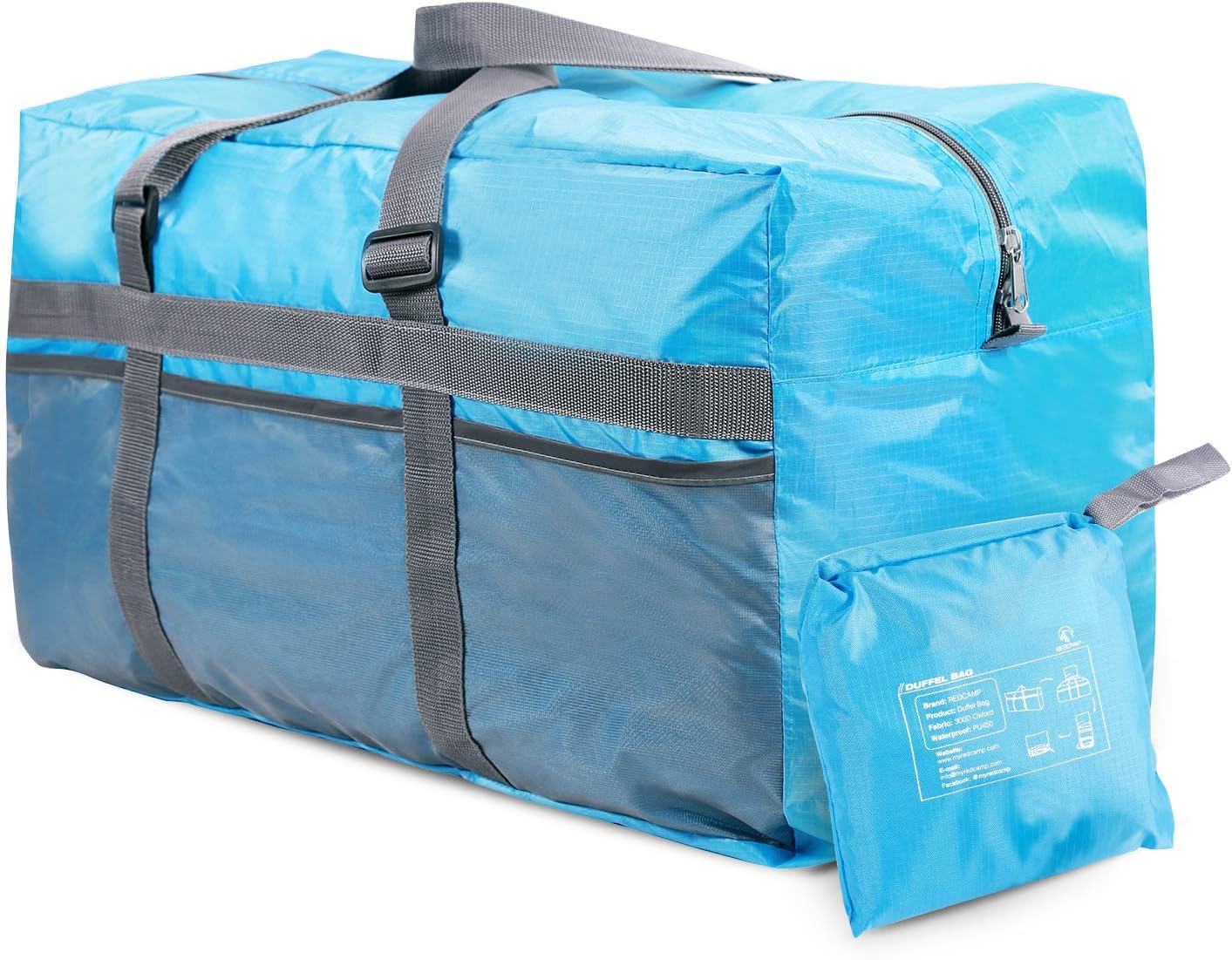 REDCAMP Foldable Travel Bag, Large Sports Bag, 75L/96L/100L, Lightweight Waterproof Tote Bag, Blue 75l, 75L