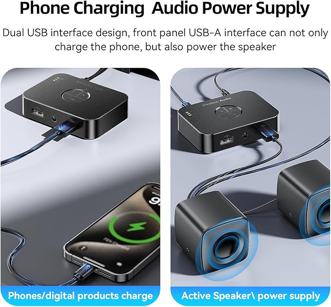 Receptor Bluetooth 5.4 con USB/AUX/RCA, M2R, Negro miniatura 8
