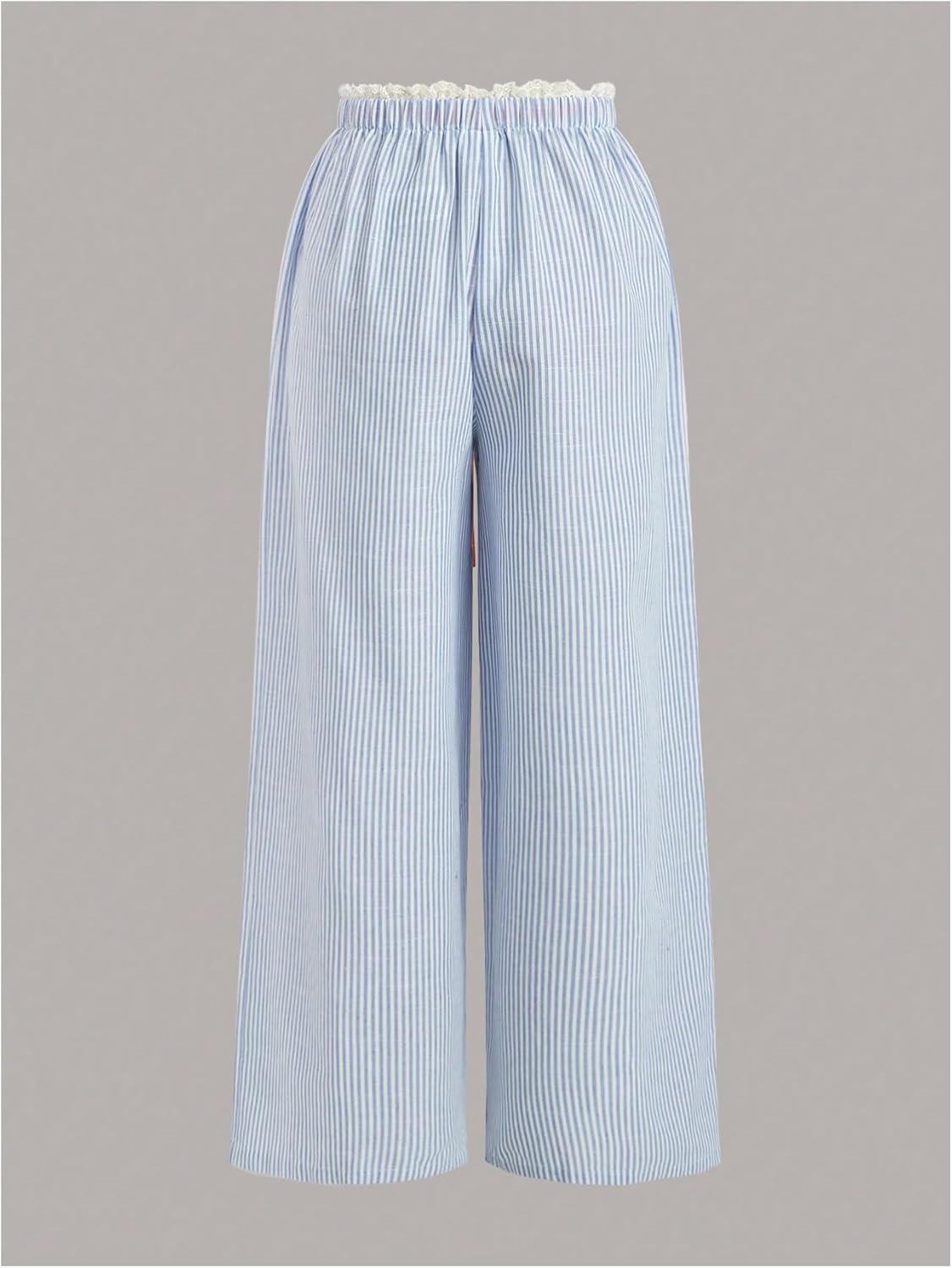 GORGLITTER Women's Striped Drawstring Waist Trousers Straight Leg Long Pants with Pockets - Image 3