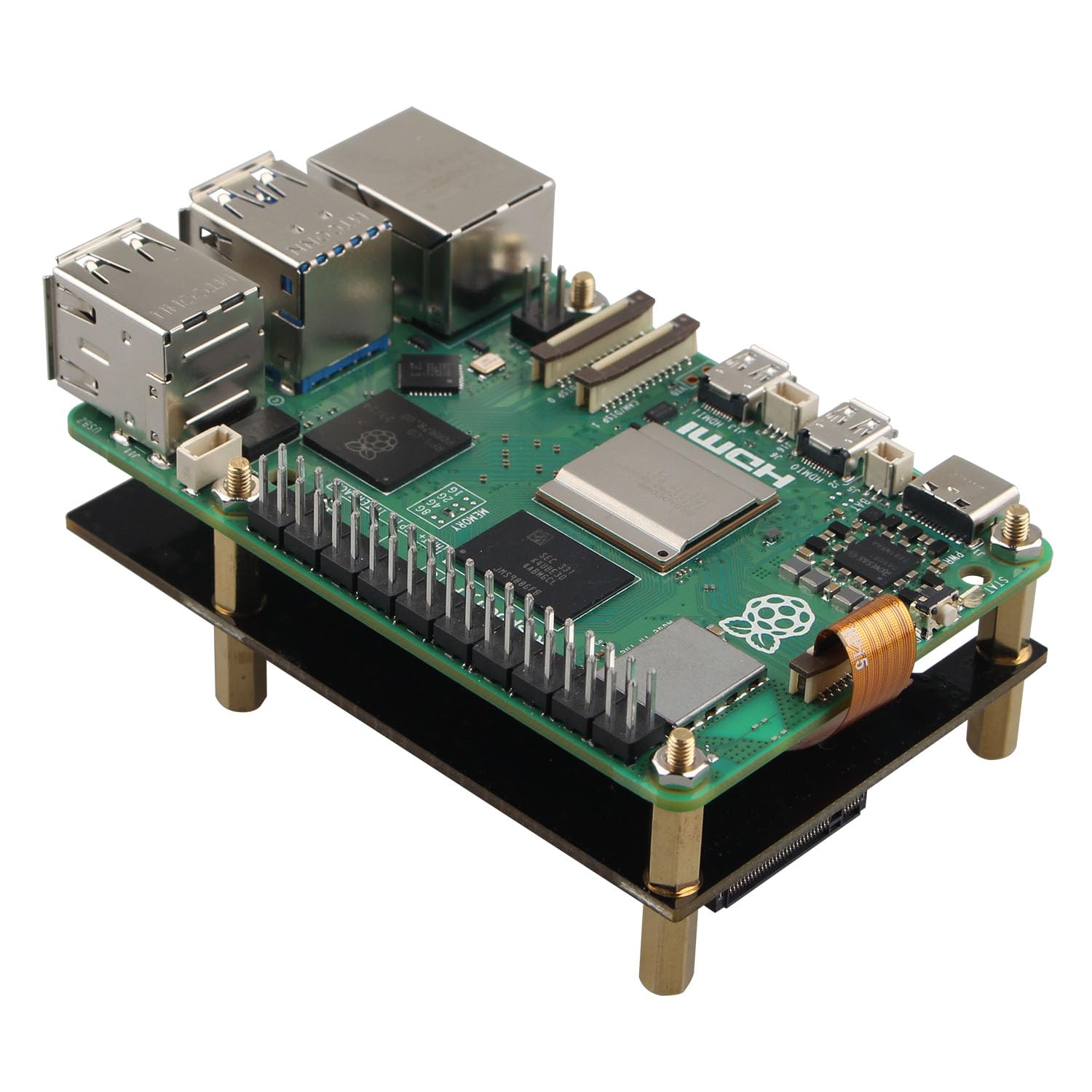 ZDE ZP517A Scheda Adattatore PCIe Per Raspberry Pi 5, Supporta SSD M.2 NVMe 2230/2242/2260/2280, Con Dissipatore E Compatibilità Gen2/Gen3