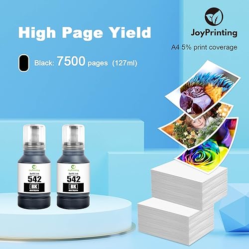 Miniatura 2 de JoyPrinting 542 Recambio de tinta negra compatible con Epson 542 T542 Tinta de alta capacidad para impresora Epson ET-16600 ET-5800 ET-5850 ET-5880