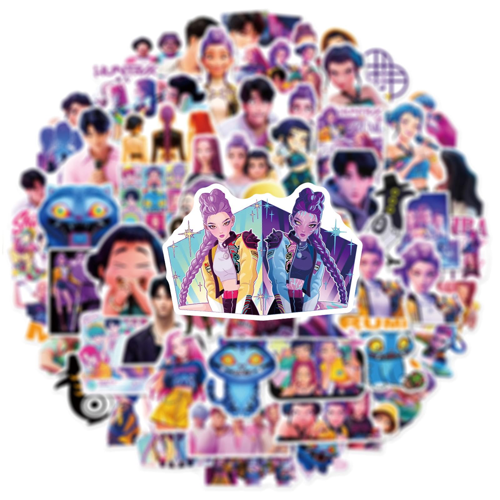 60Pcs Cute Demon Movie Hunters Stickers Cool Stickers, Vinyl Waterproof Character Sticker for Laptop, Guitar, Water Bottle, Birthday Gifts for Girls, Kids, Teens (60) — view 3