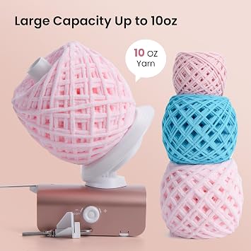 Electric Yarn Winder, Heavy-Duty Yarn Ball Winder 10 oz Large Capacity, Automatic Yarn Cake Winder Spinner Roller, Crocheting Tools Supplies for Knitting Lovers(Rose Gold)