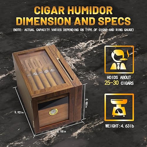 Miniatura 2 de Bamboo&whale Juego de estuches de puros desmontables flexible, de mano, placa de accesorios para puros, control de humedad de precisión, con 6