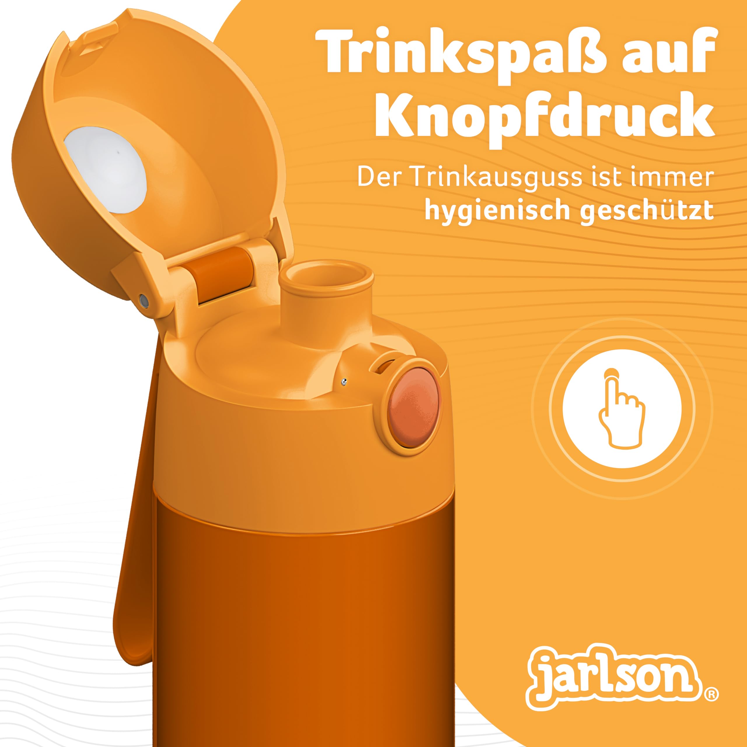 Jarlson® Borraccia Bambini Acciaio Inox MALI, Bottiglia Termica, Senza BPA, Bottiglia Acqua, Termos, Thermos - 350ml - Arancione