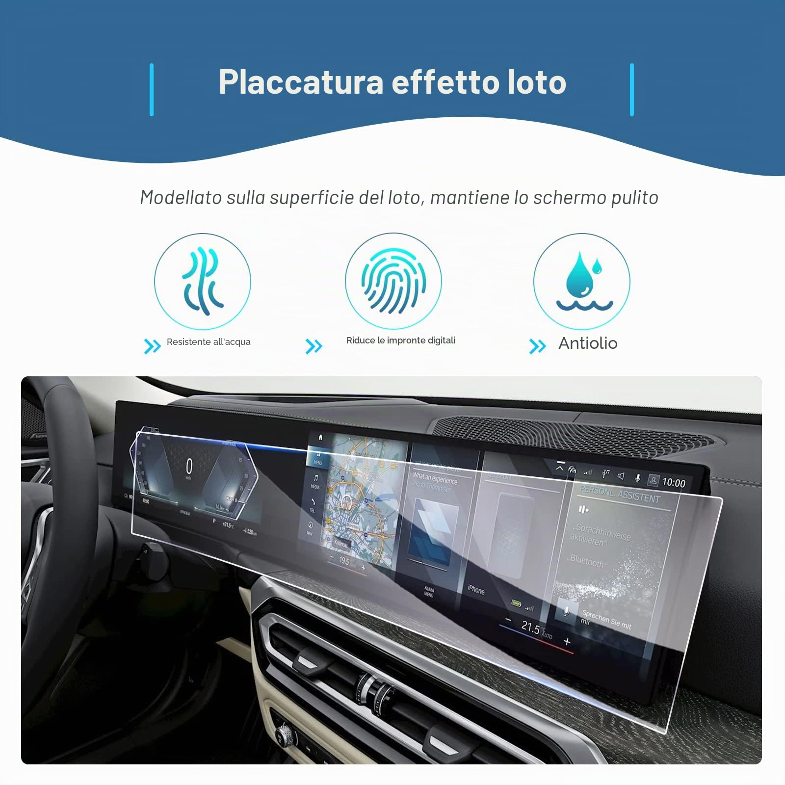 GAFAT Compatibile con BMW i3 i4 i5 i7 iX X5 X6 X7 XM iDrive 8 2022 2023 2024 Pellicola Protettiva, Pellicola in Vetro Temperato per iDrive 8 Navigation + Cockpit, Antiurto, 9H Anti Graffio
