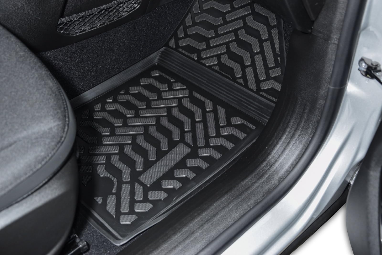 J&J AUTOMOTIVE | 3D Tappeti Tappetini Per Auto In TPE Gomma Premium Su Misura Per C4 Cactus dal 2014, Bordo di 4cm, Nero, Inodore, Set 4 Pz