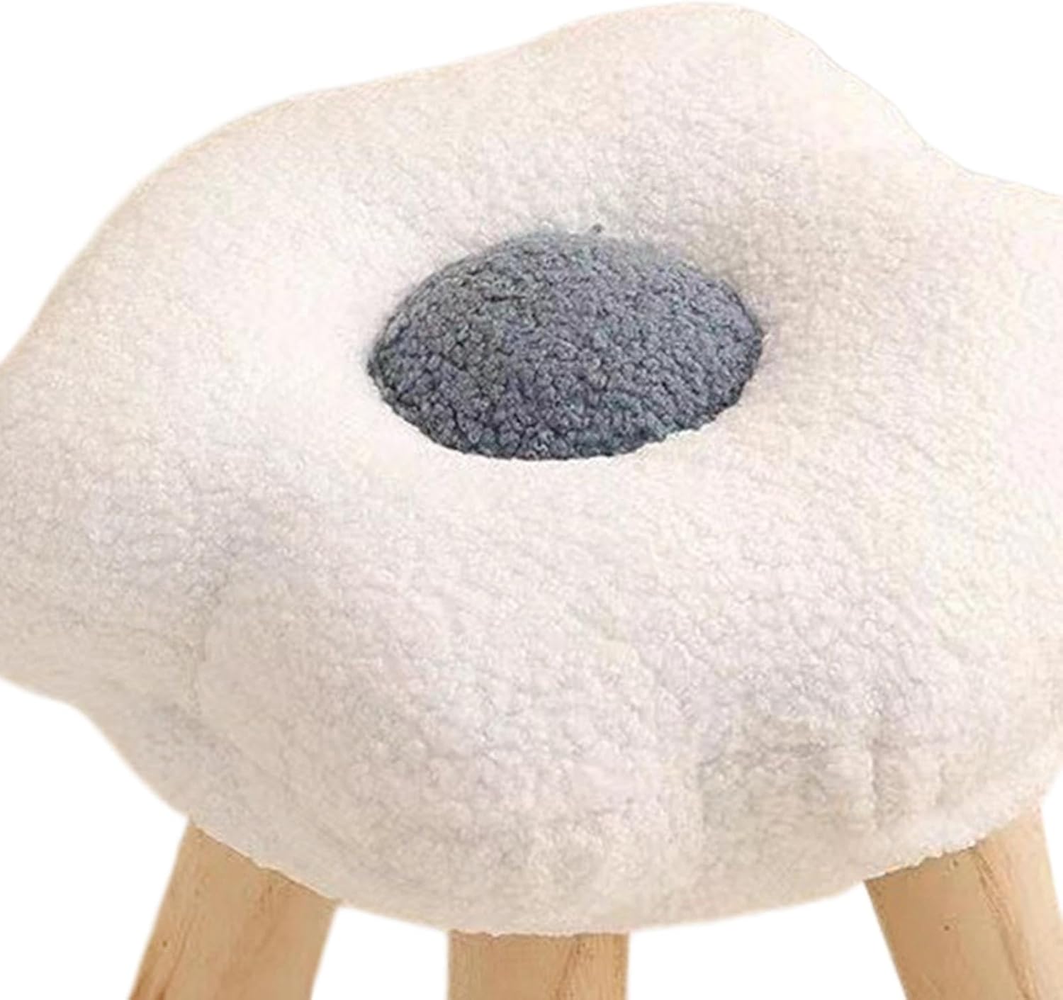 Ottoman Footstool with Wooden Leg Footrest, Multifunctional Flower Ssofa Stool for Entryway Bedside Living Room (Green)/White