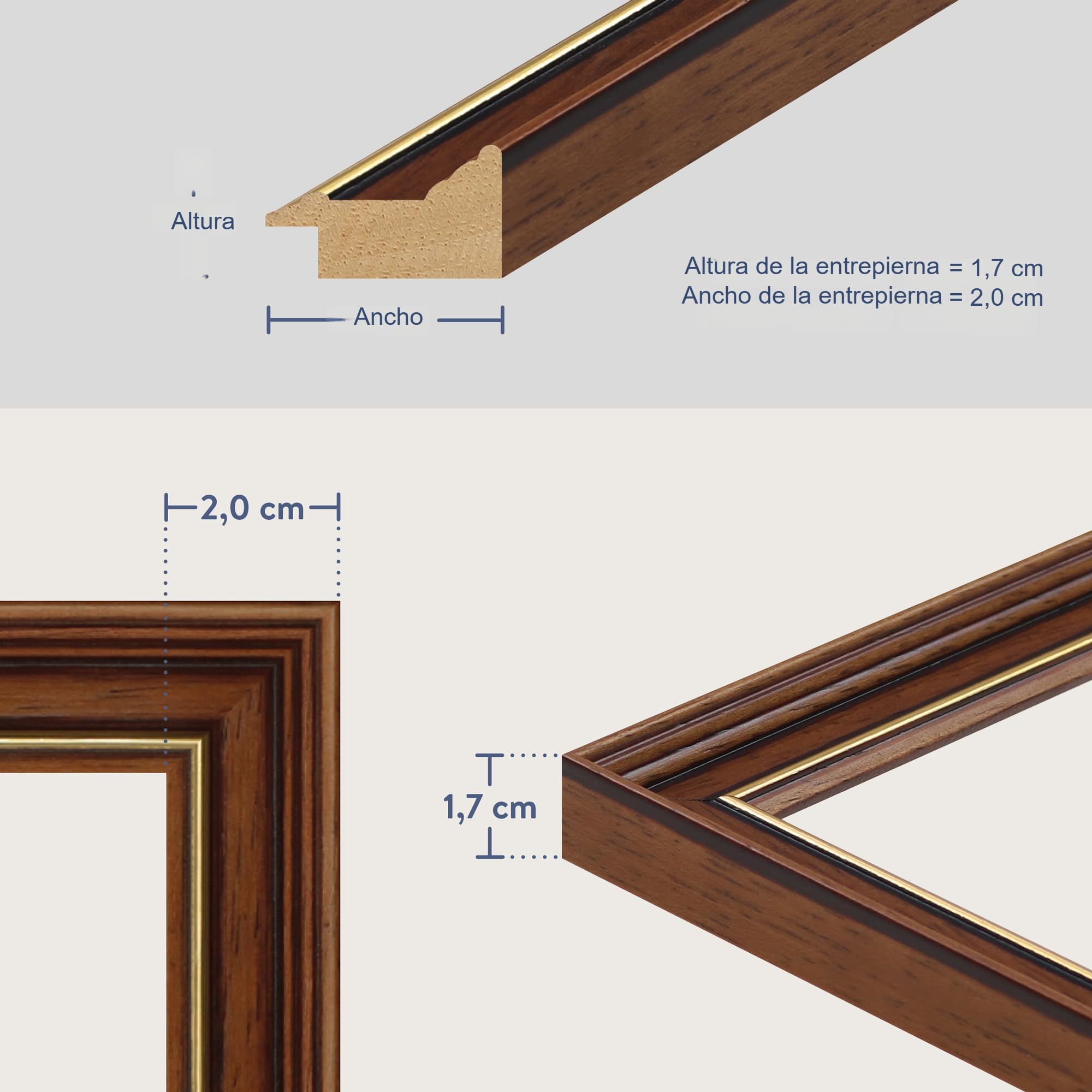 WANDStyle Marcos de fotos A3 vintage, Marco marrón para cuadro y poster, Marcos para cuadros 30x42 cm, Marco fotos A3 madera, Portaretratos de pared, Picture Frame H182 - Made in Germany