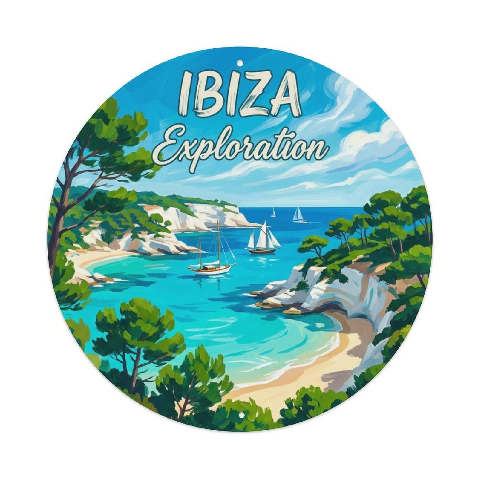 Vintage Travel Ibiza Spain Land Metal Tin Sign
