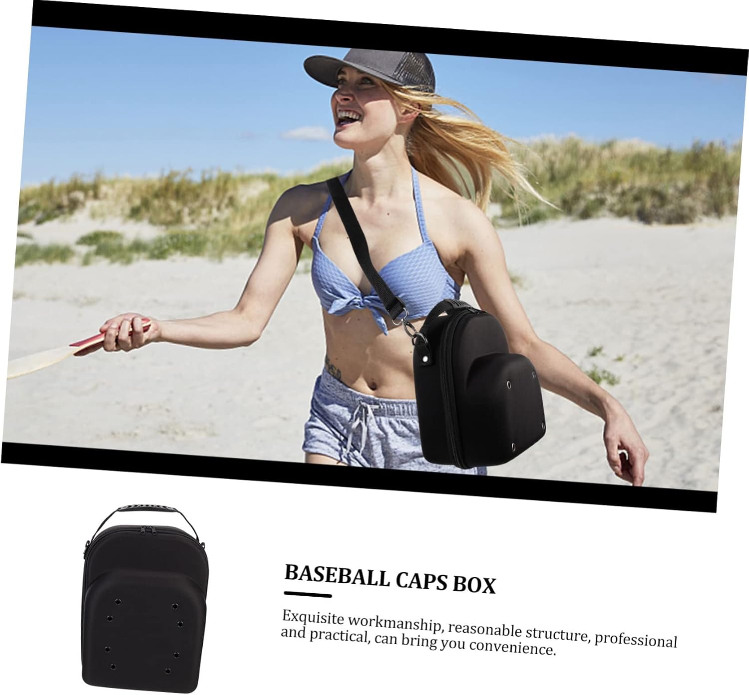 VICASKY Travel Hat Case Hard Eva Protective Box for Baseball Caps and Lightweight with Smooth Zipper for Travel and Storage Collision and Drop Design Black