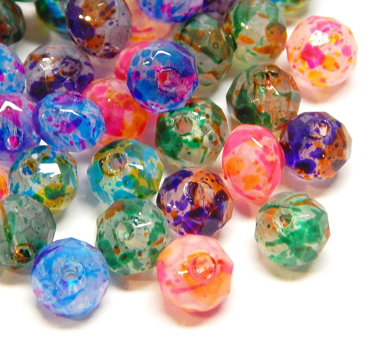 Lot De 100 Perles Vintage En Verre Tchèque 6mm - Couleur Turquoise Marron - Formes Rondes Et Plates